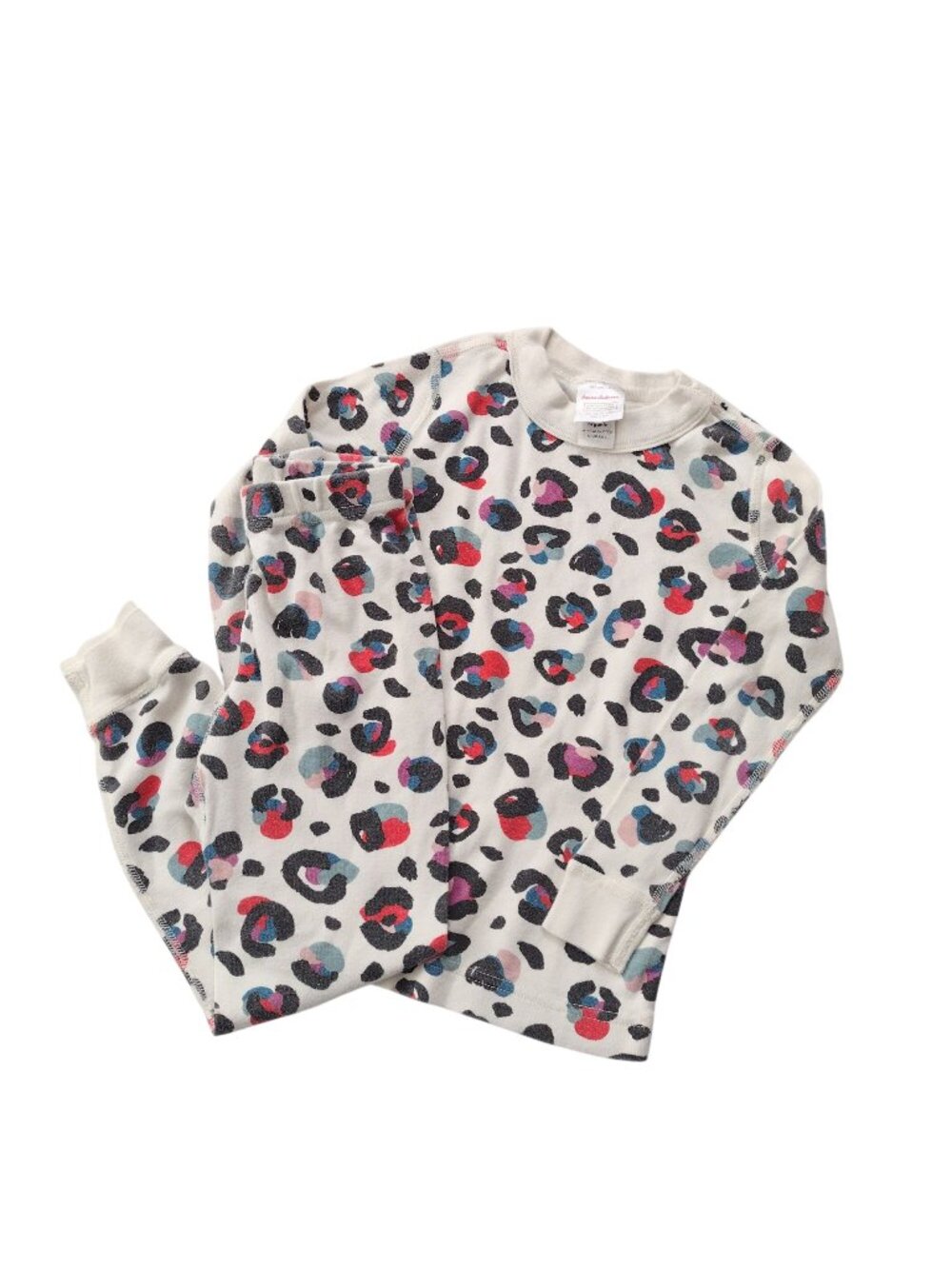 Hanna Andersson Kids Pajamas 4 Colorful Leopard Print on White Long John Pjs
